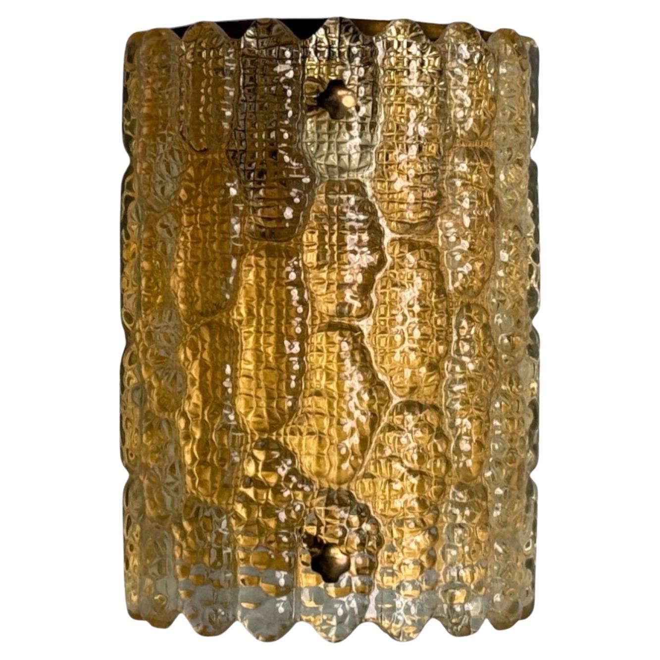 Orrefors, Swedish Modern, Brass, Glass, Wall Light, Sweden, 1960s