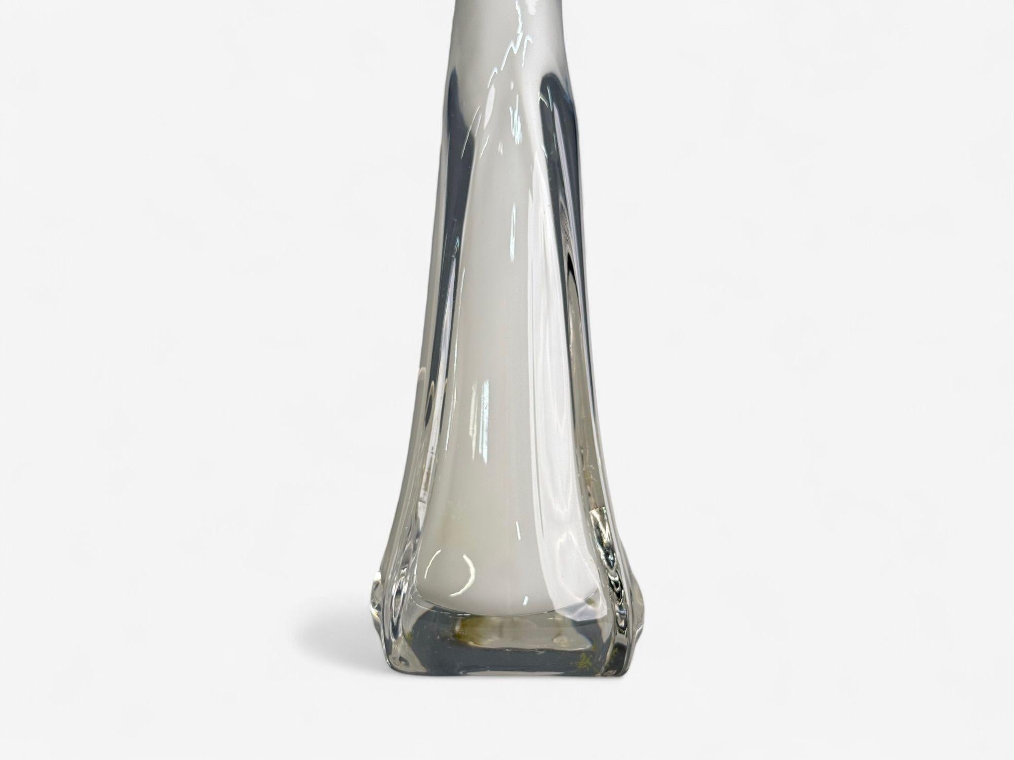 Mid-Century Modern Orrefors, moderne suédois, verre blanc, petites lampes de table, Suède, années 1960 en vente