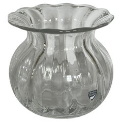 Orrefors Swedish Ribbed Glass Anemone Vase