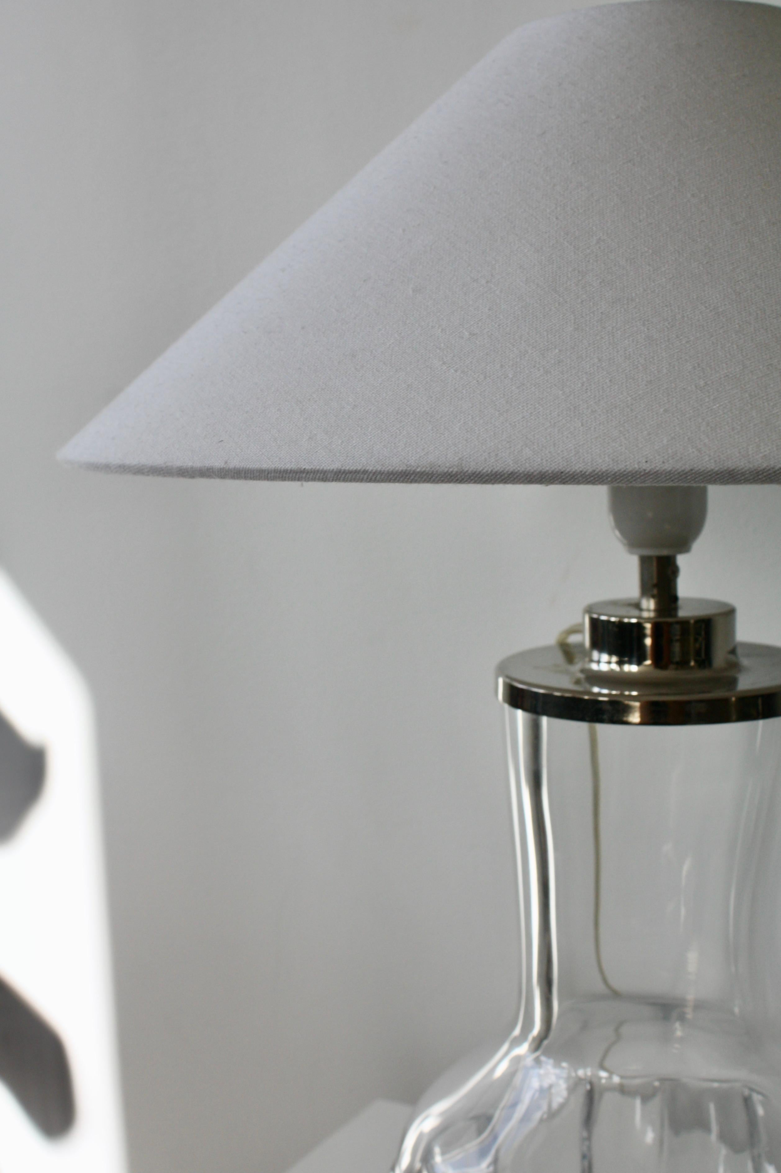 Mid-Century Modern Orrefors Table Lamp No. 2325 by Olle Alberius, 1970s – Swedish Crystal Design For Sale