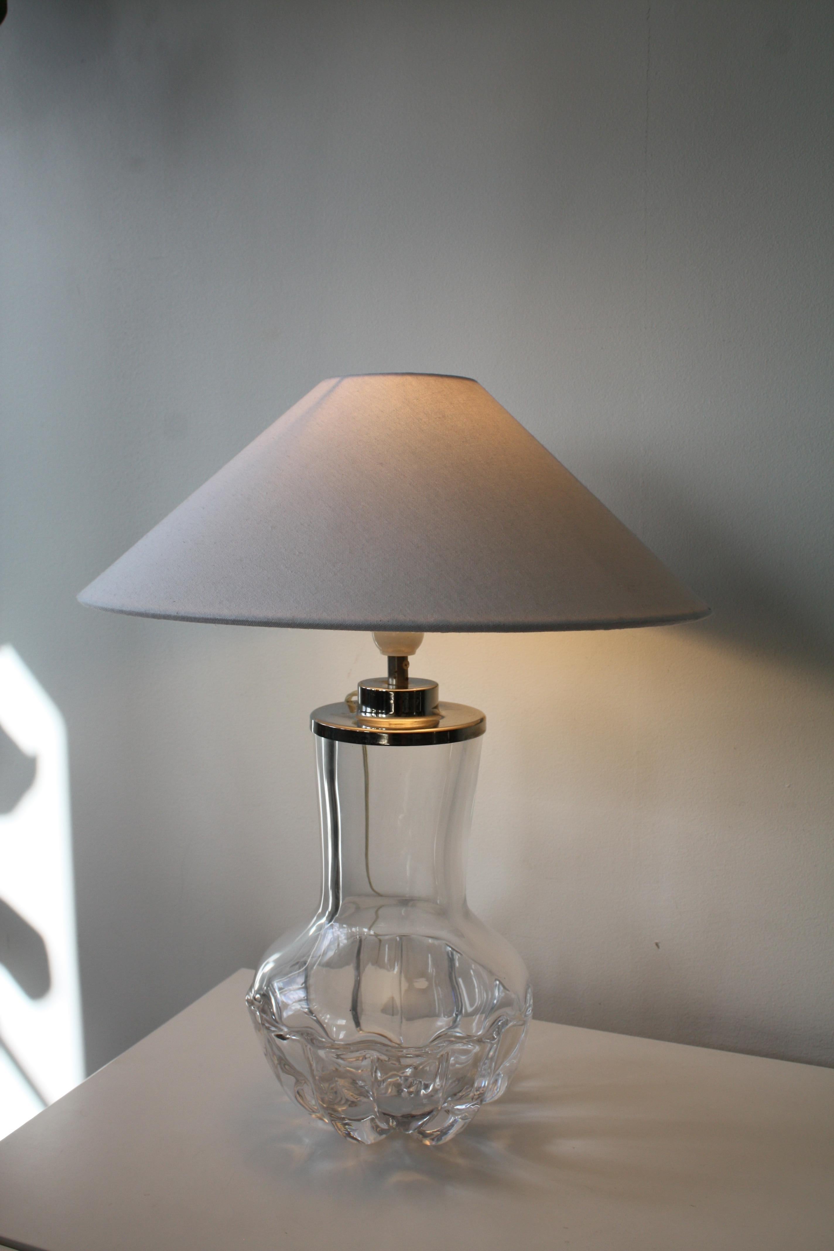 Late 20th Century Orrefors Table Lamp No. 2325 by Olle Alberius, 1970s – Swedish Crystal Design For Sale