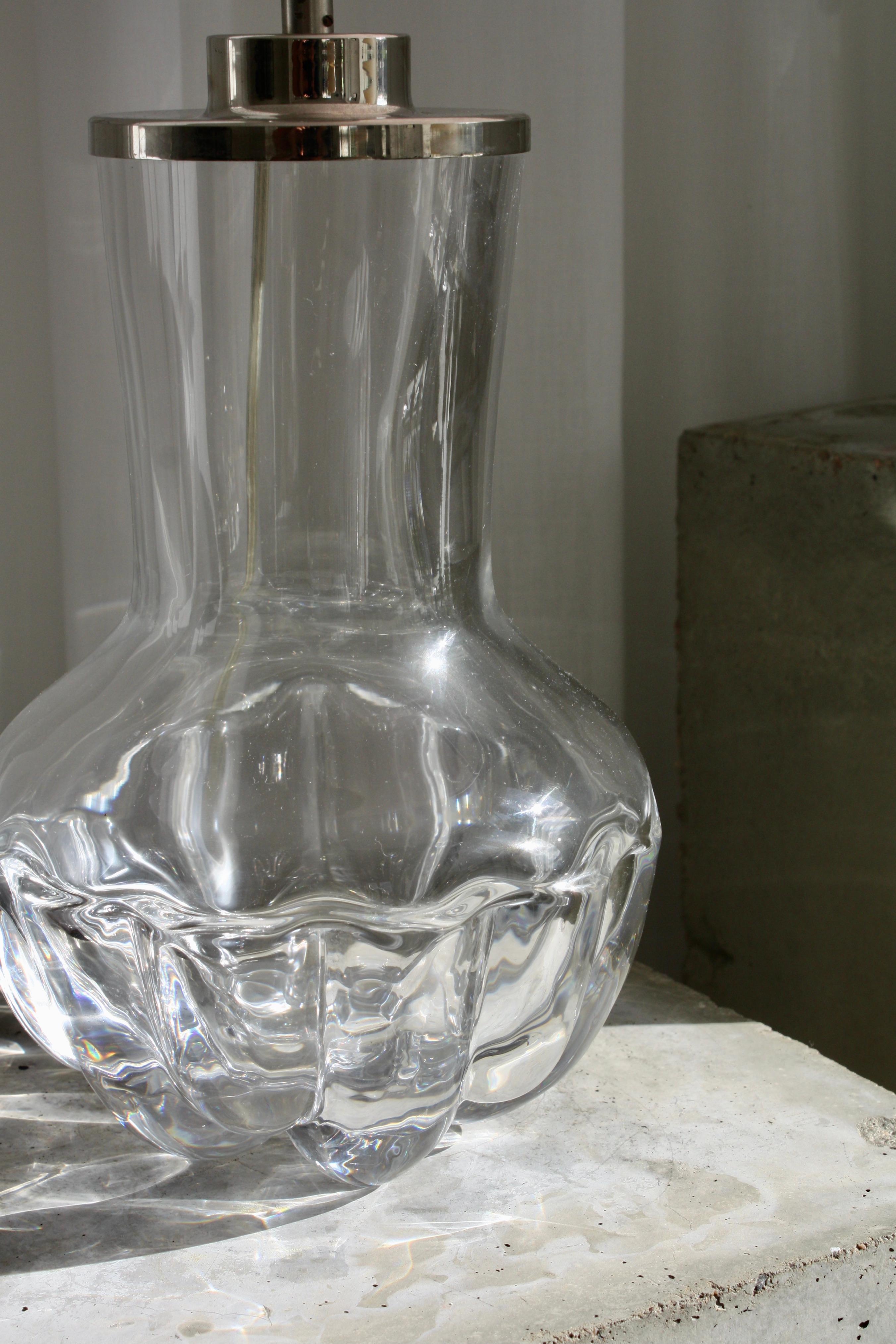 Orrefors Table Lamp No. 2325 by Olle Alberius, 1970s – Swedish Crystal Design For Sale 3
