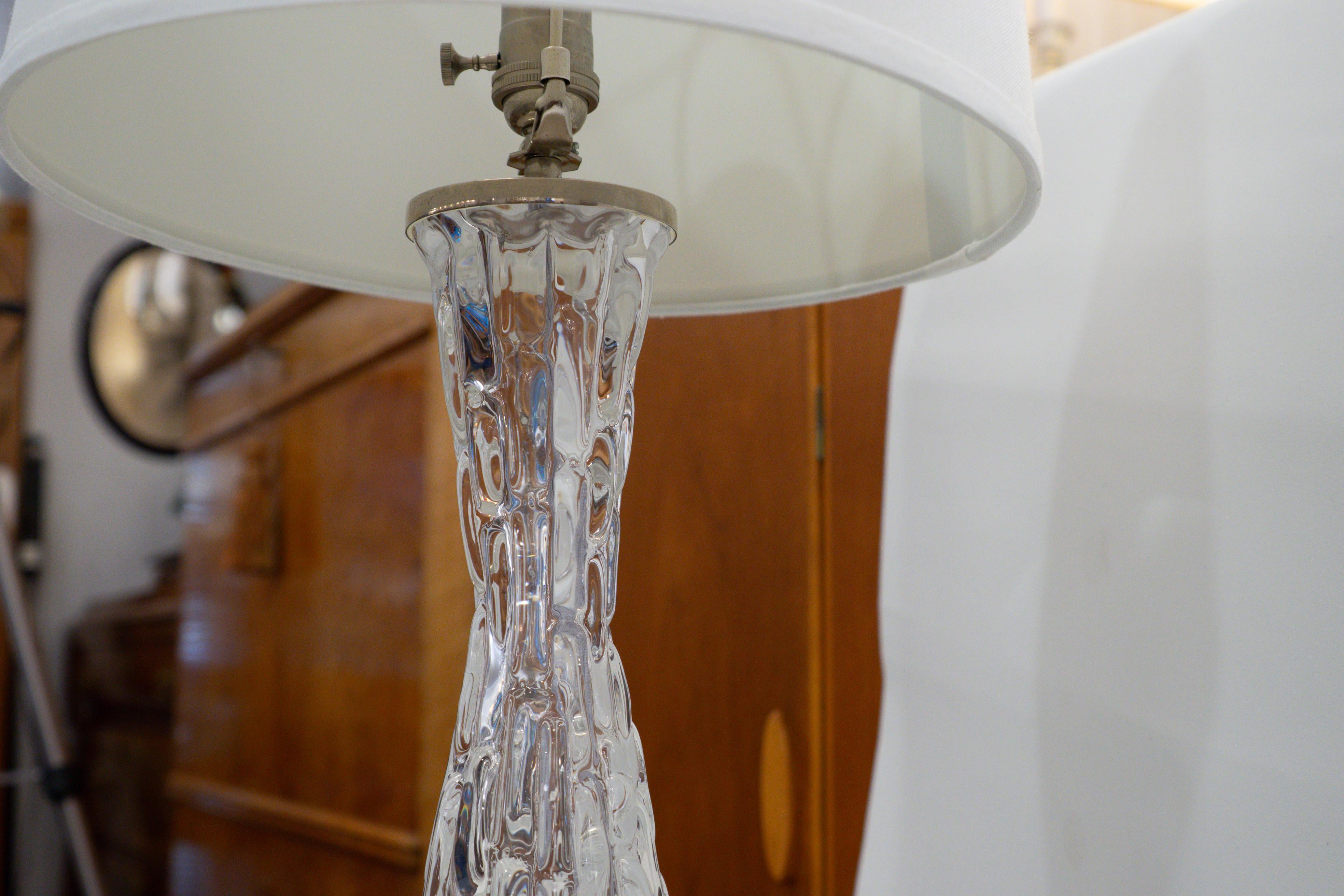 Scandinavian Modern Orrefors Table Lamp Pair For Sale