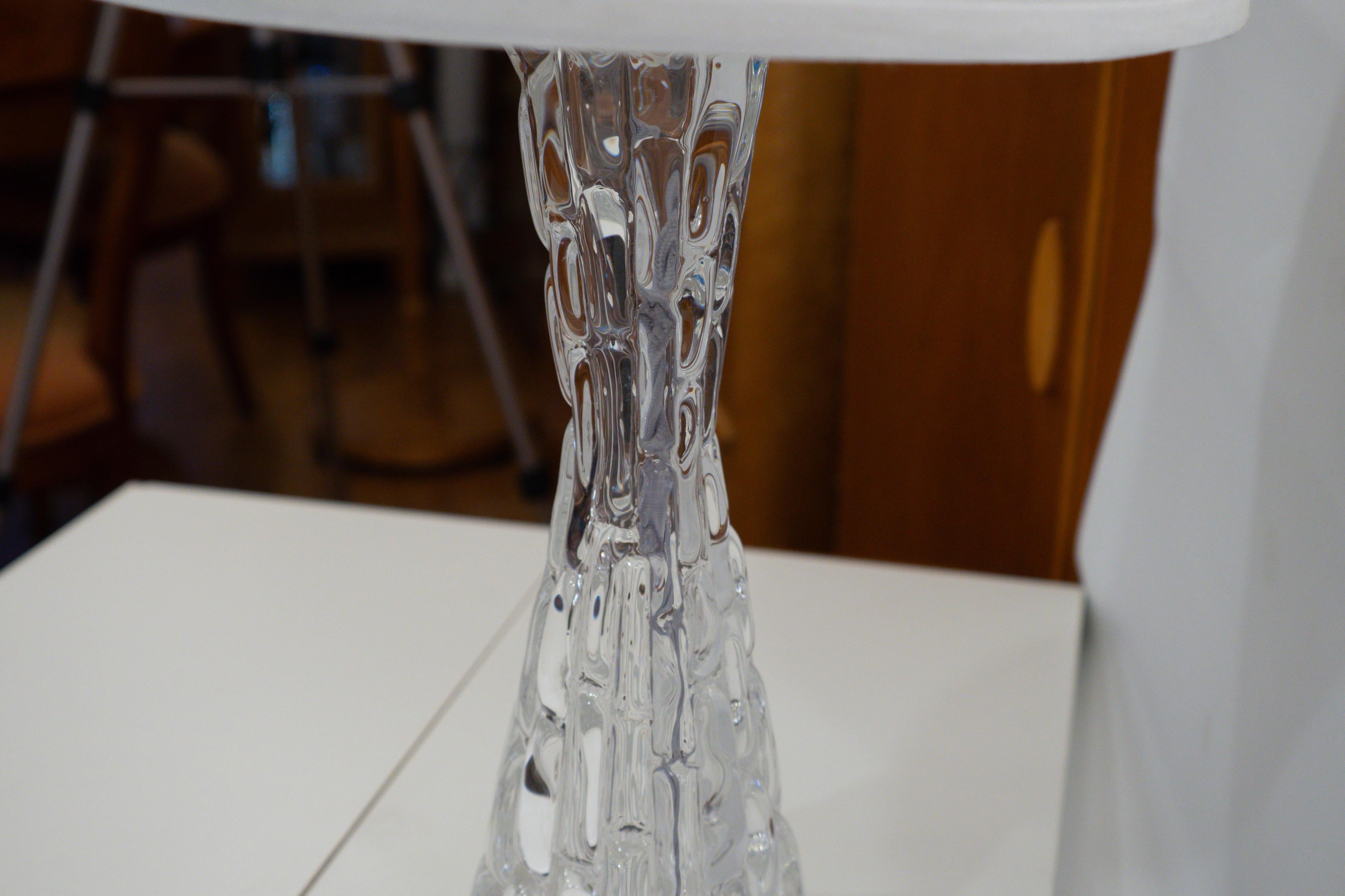 Crystal Orrefors Table Lamp Pair For Sale