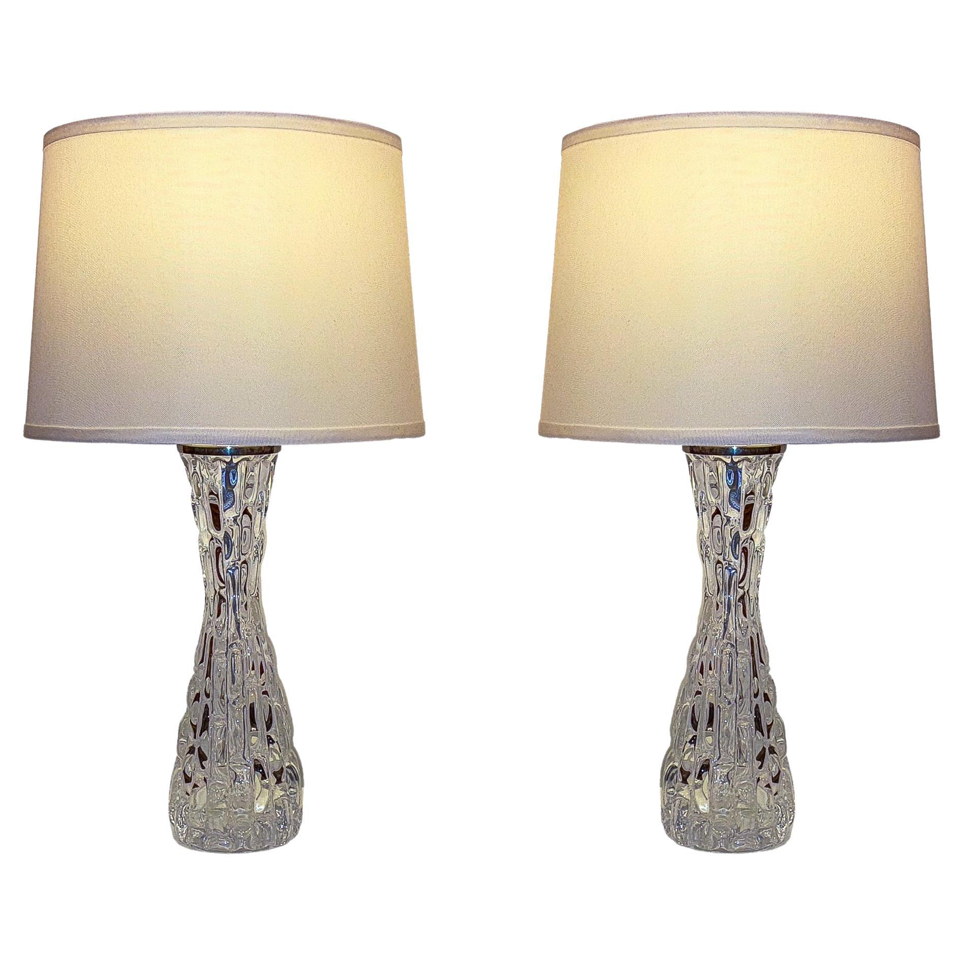 Orrefors Table Lamp Pair For Sale