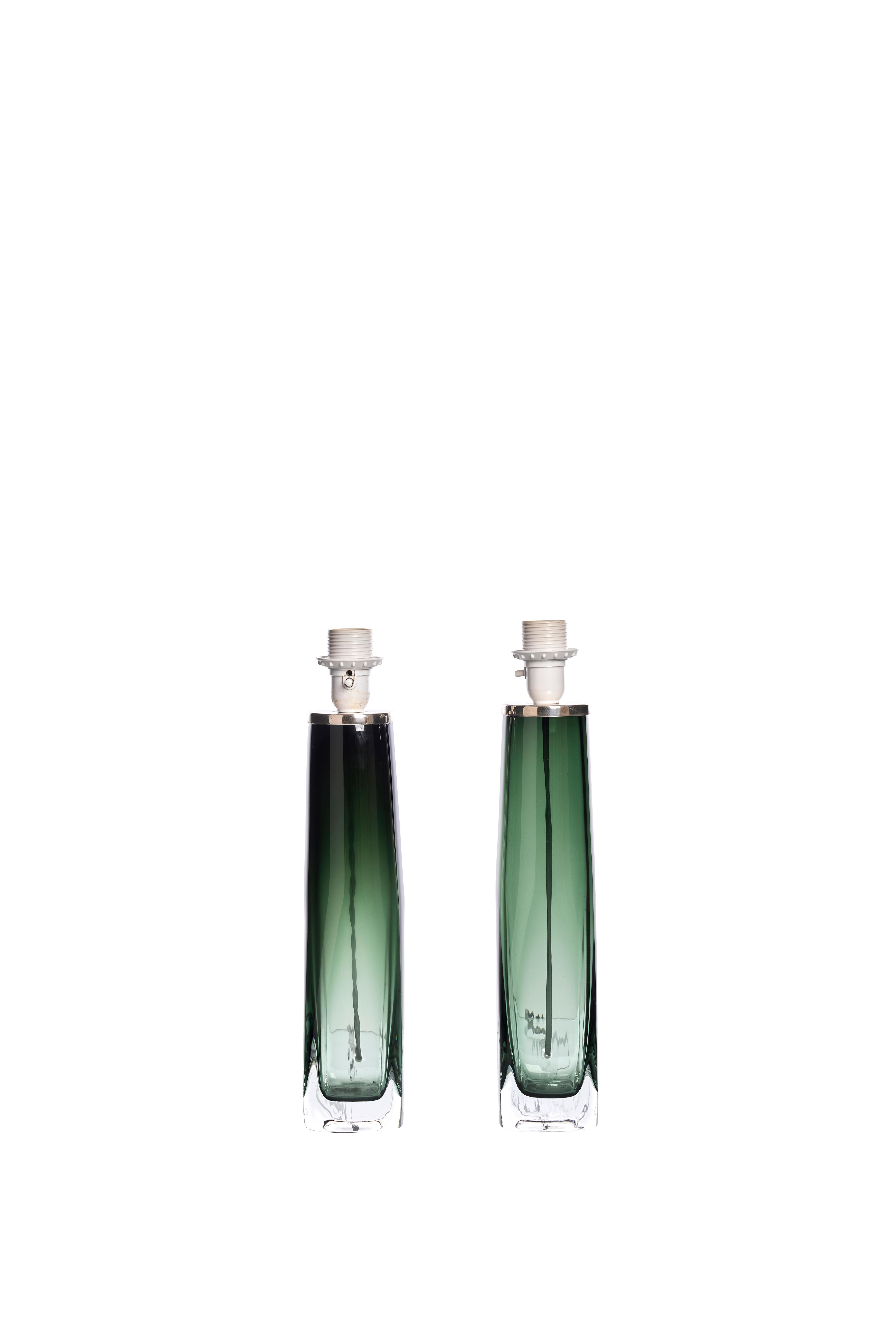 Mid-Century Modern Orrefors Table Lamps Design by Carl Fagerlund Orrefors, Sweden, 1960, Set of 2 For Sale