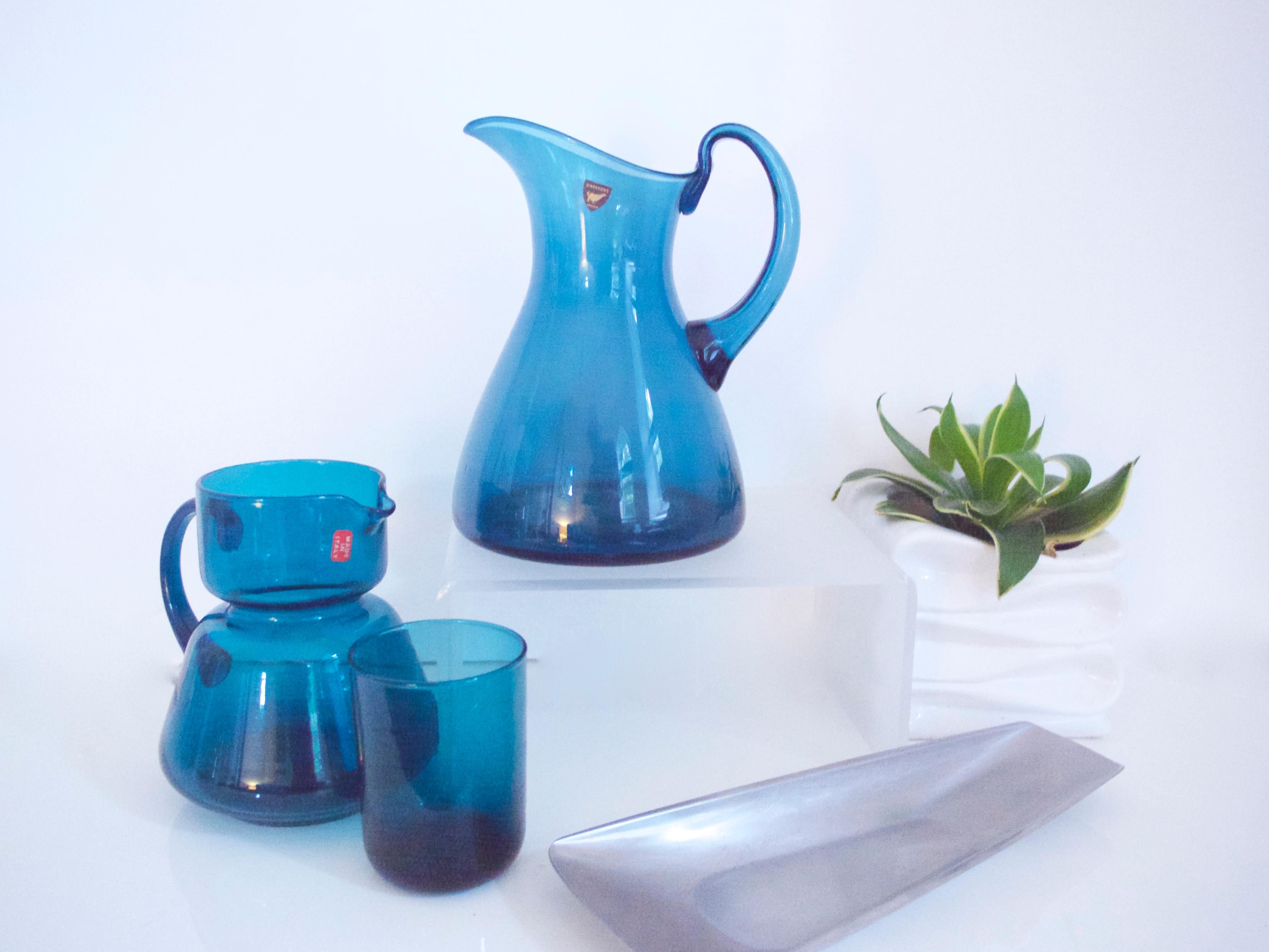Swedish Orrefors Table Water Jug Pitcher with Label Late 1970s For Sale