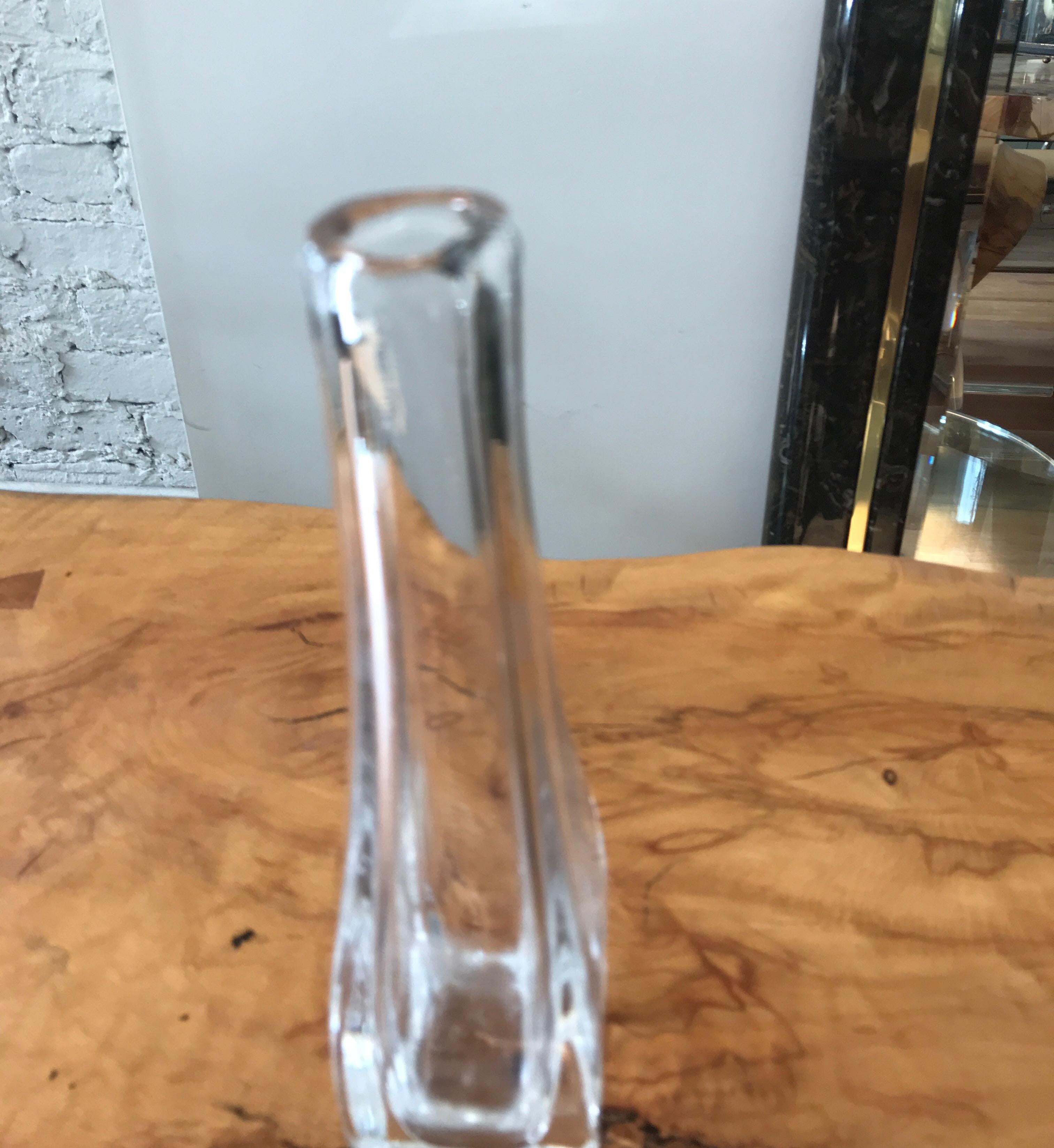 Mid-Century Modern Orrefors Thick Clear Glass Crystal Vase