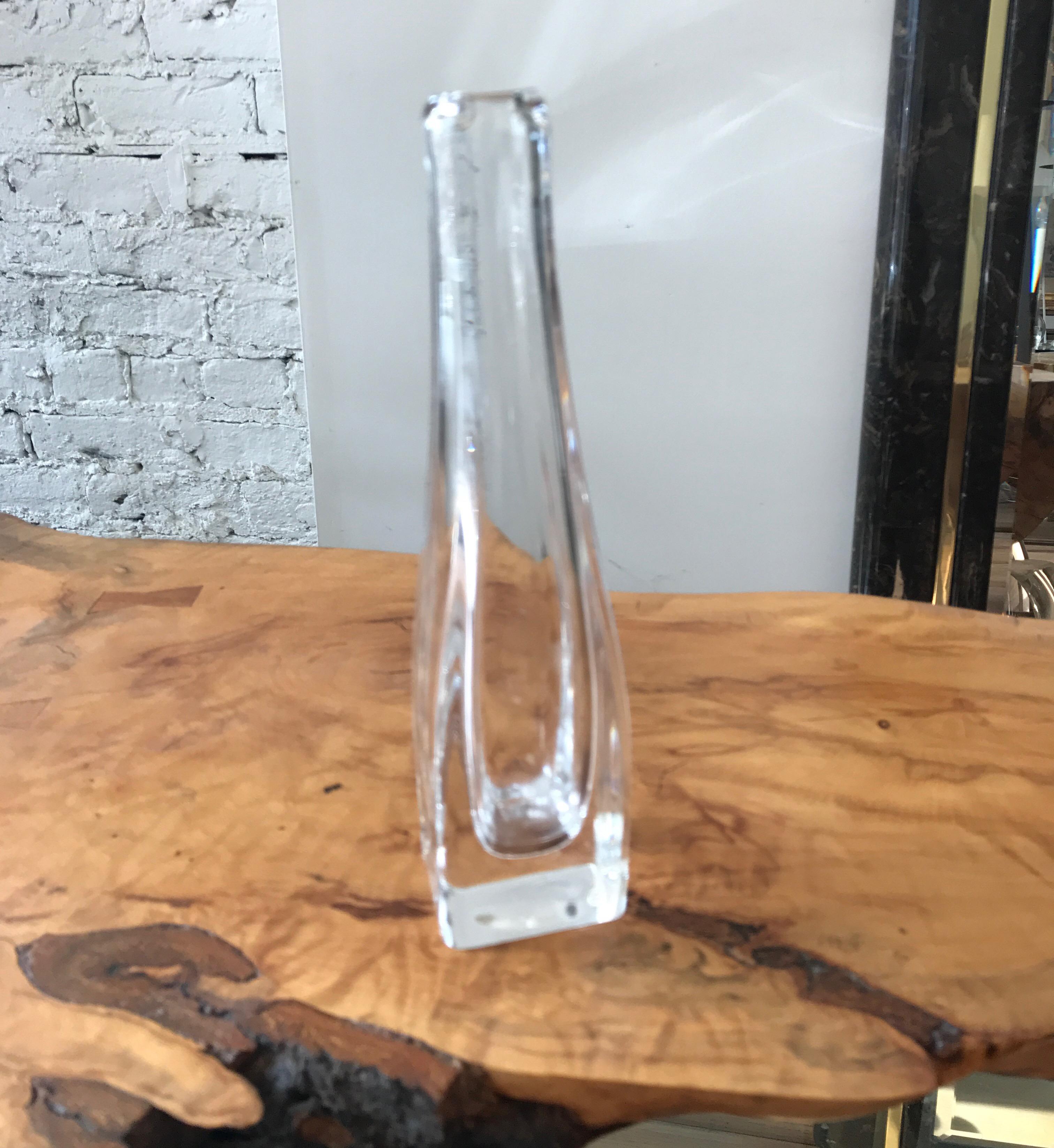Mid-20th Century Orrefors Thick Clear Glass Crystal Vase