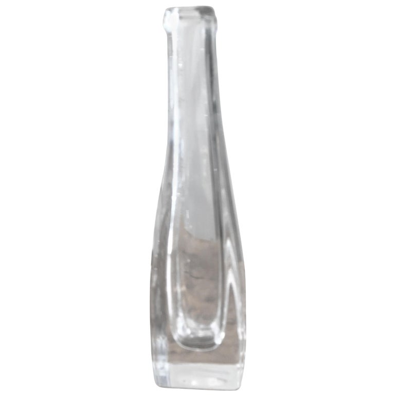 Orrefors Thick Clear Glass Crystal Vase For Sale at 1stdibs