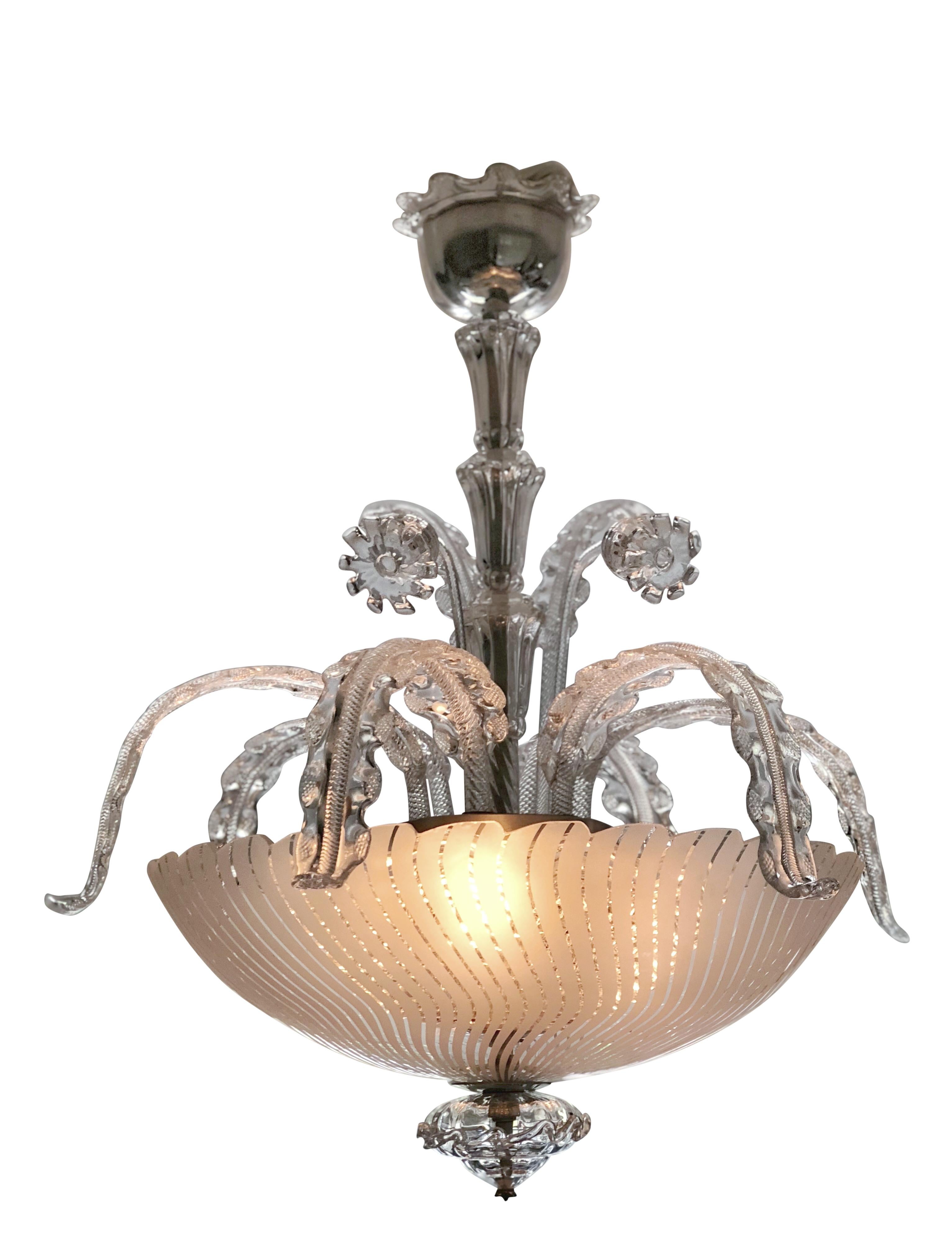Orrefors Venetian Style Chandelier In Good Condition For Sale In Stockholm, SE