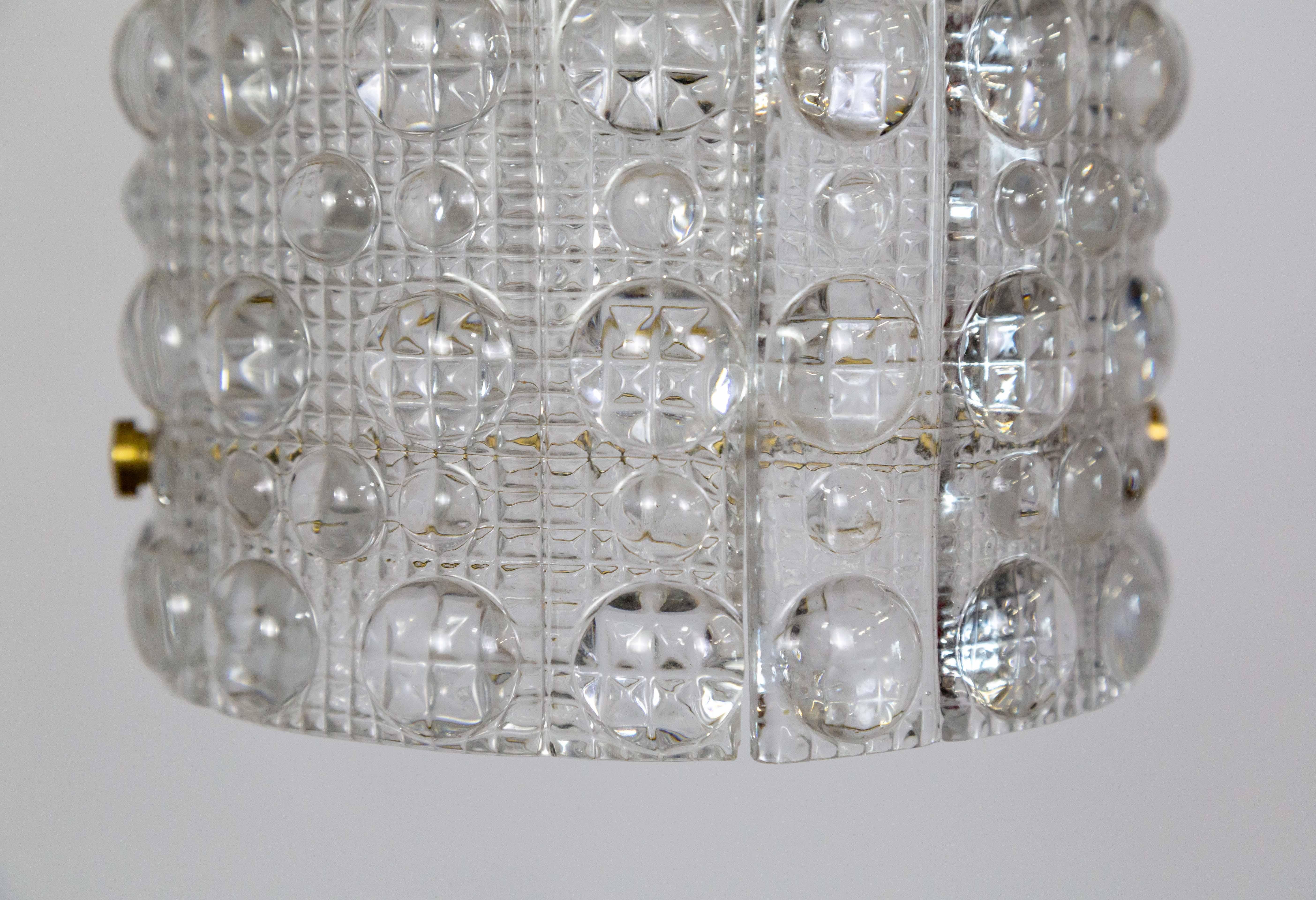 Orrefors Venus Moulded Crystal Pendant Light by Carl Fagerlund In Good Condition For Sale In San Francisco, CA