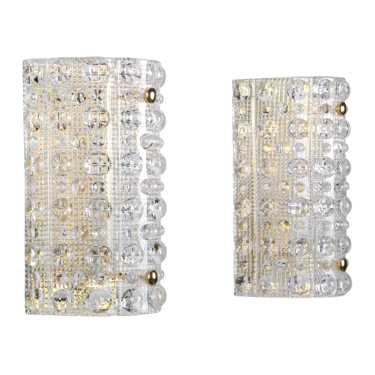 Orrefors Venus 'Pair' Crystal Sconces by Lyfa/Orrefors in the 1960s