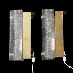 Orrefors wall light cast glass and brass a pair Sweden 1960