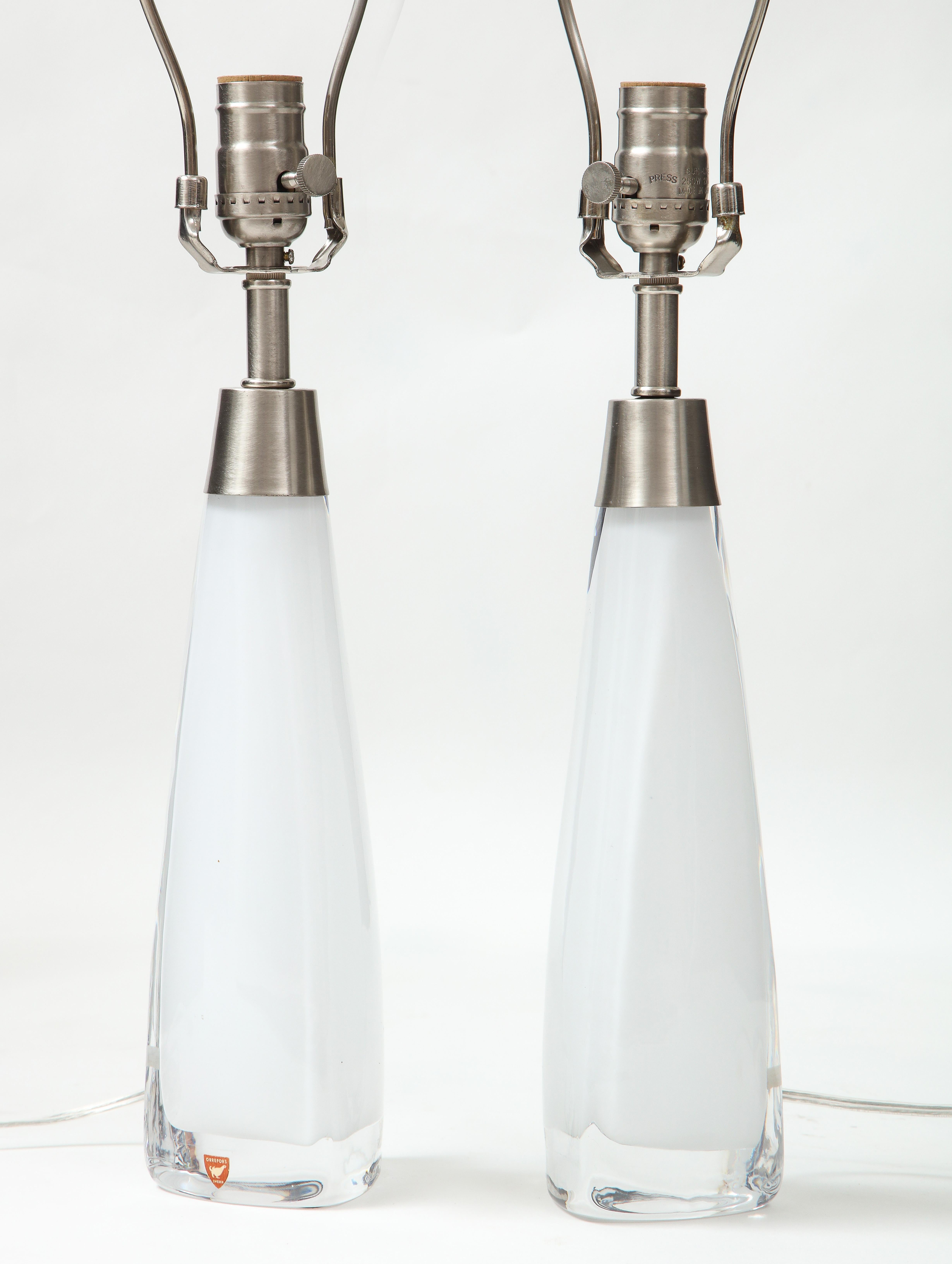 Swedish Orrefors White Crystal Lamps For Sale
