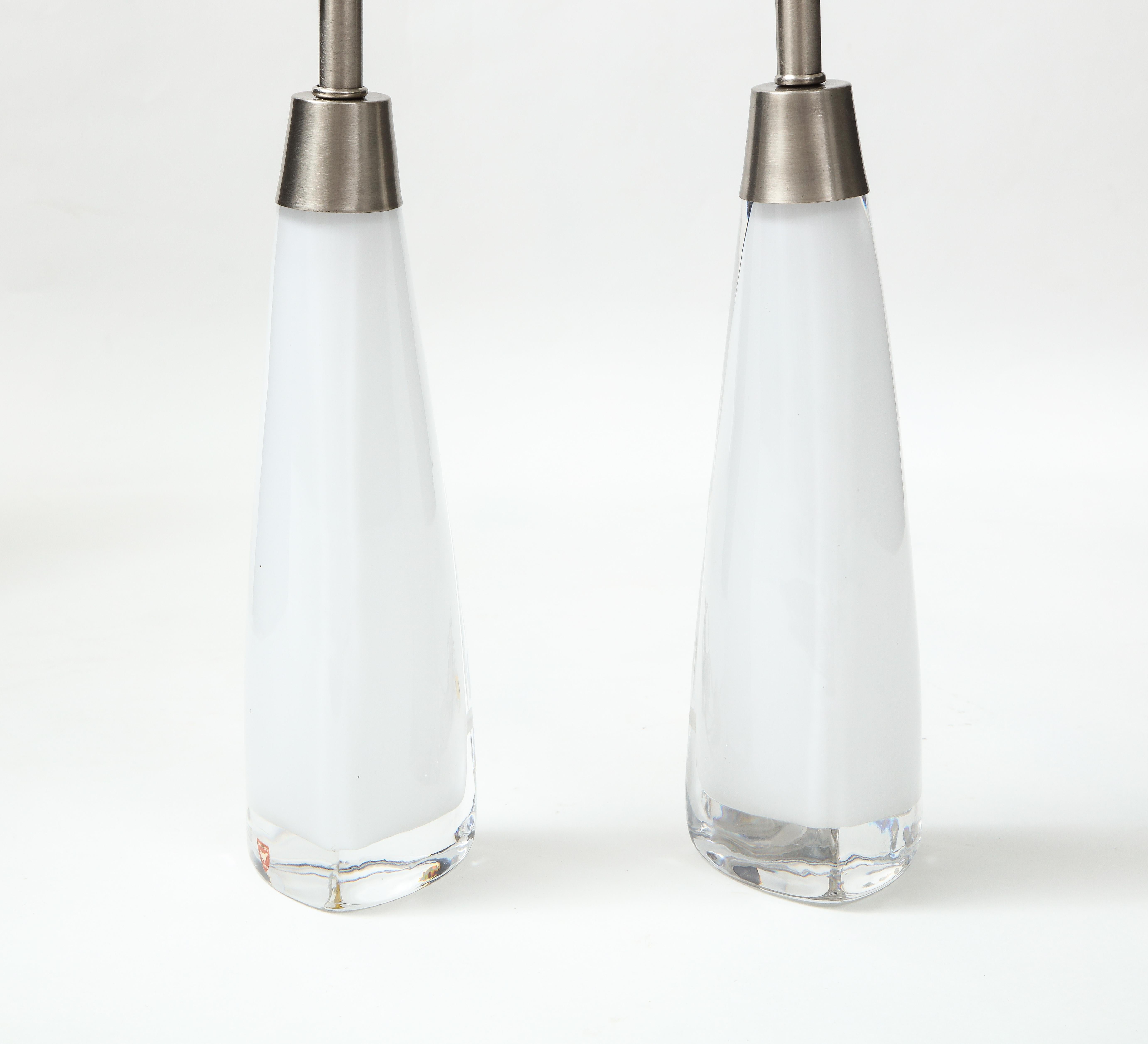Brushed Orrefors White Crystal Lamps For Sale