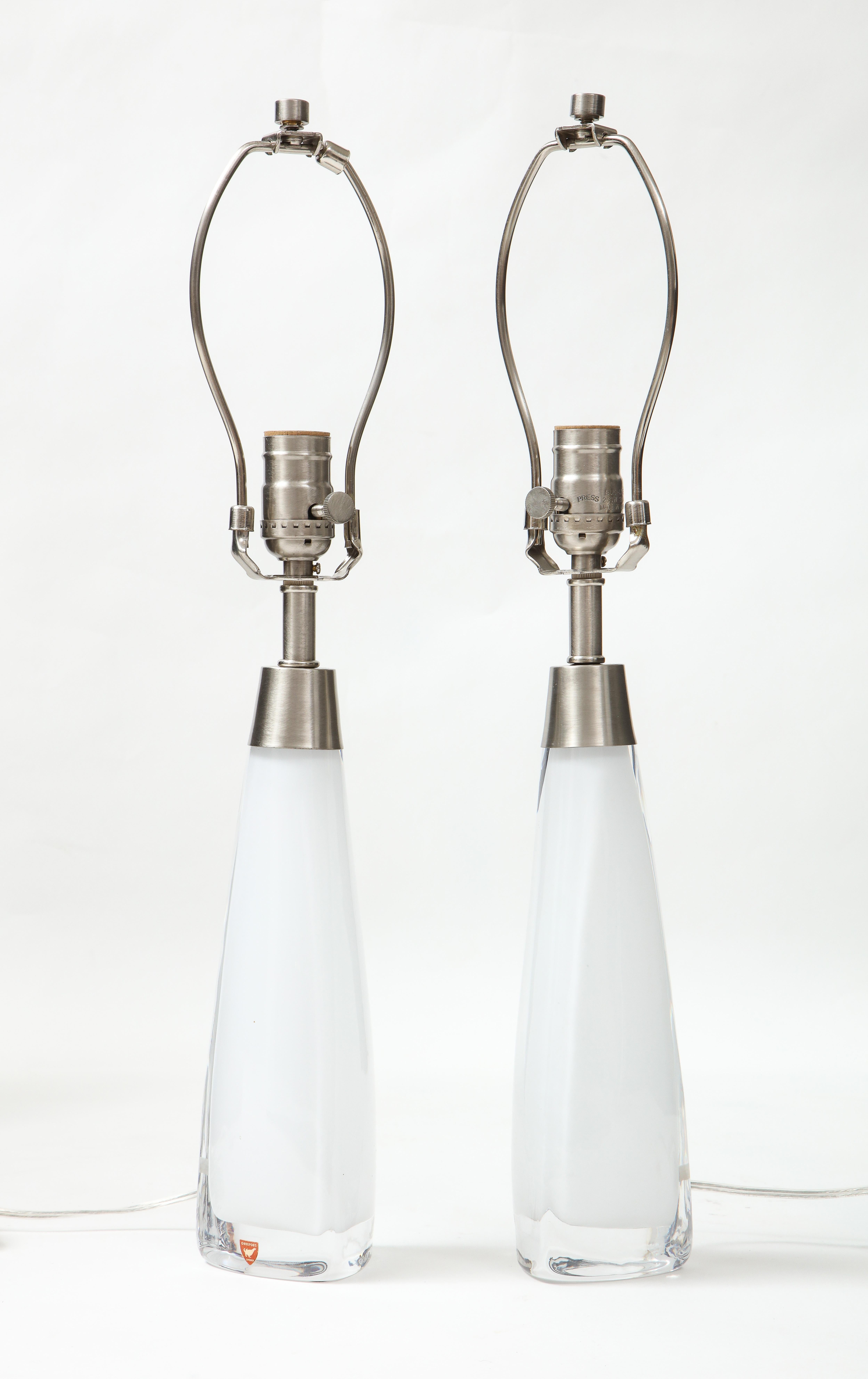 Orrefors White Crystal Lamps In Excellent Condition For Sale In New York, NY