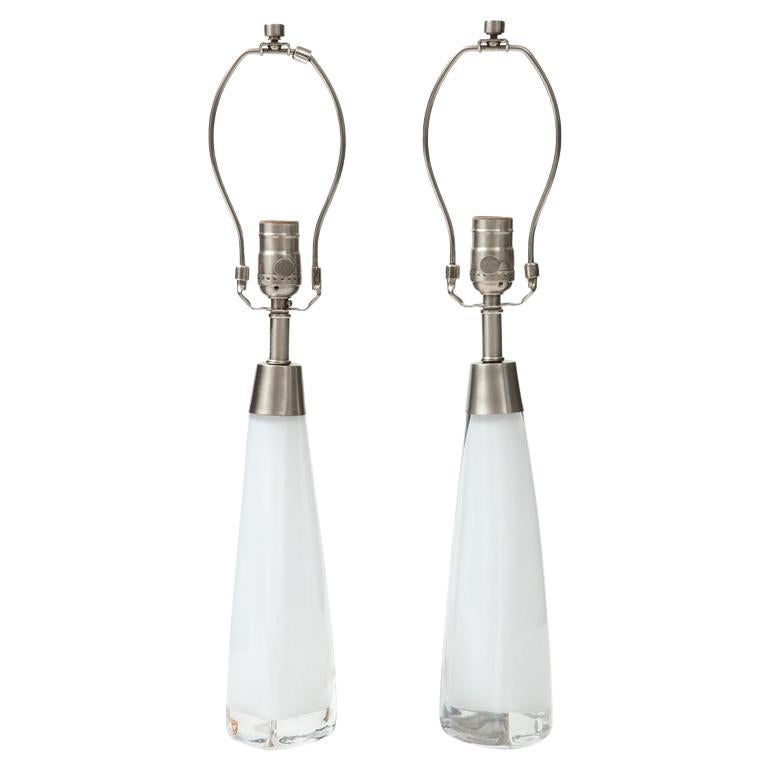 Lampade Orrefors in cristallo bianco