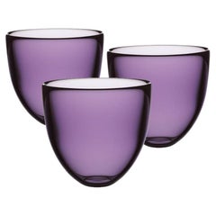 Orrefors x Lena Bergstrom Pastillo Purple Glass Votive Dishes, Trinket Bowls