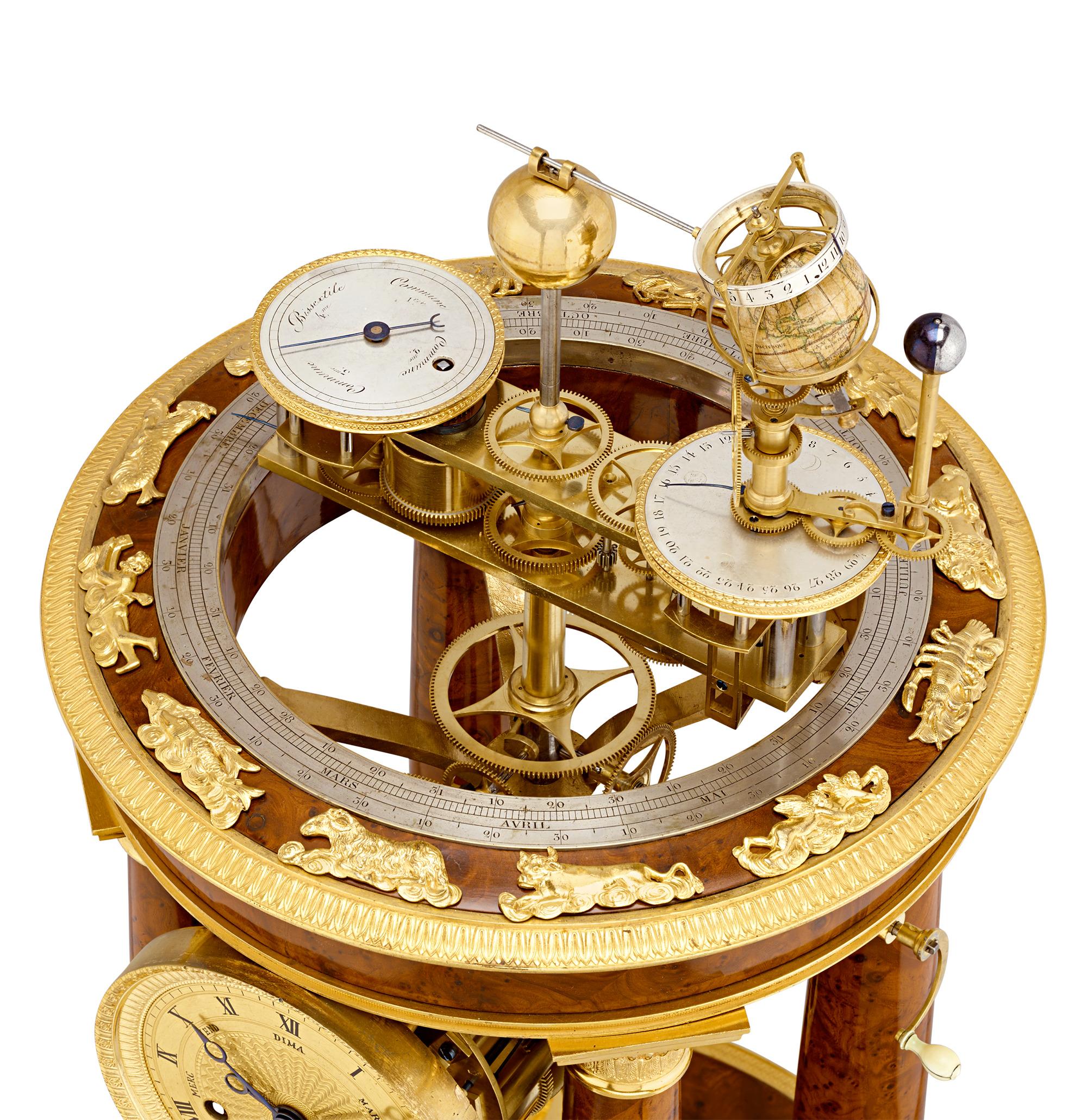Doré Horloge Orrery Par Raingo À Paris en vente