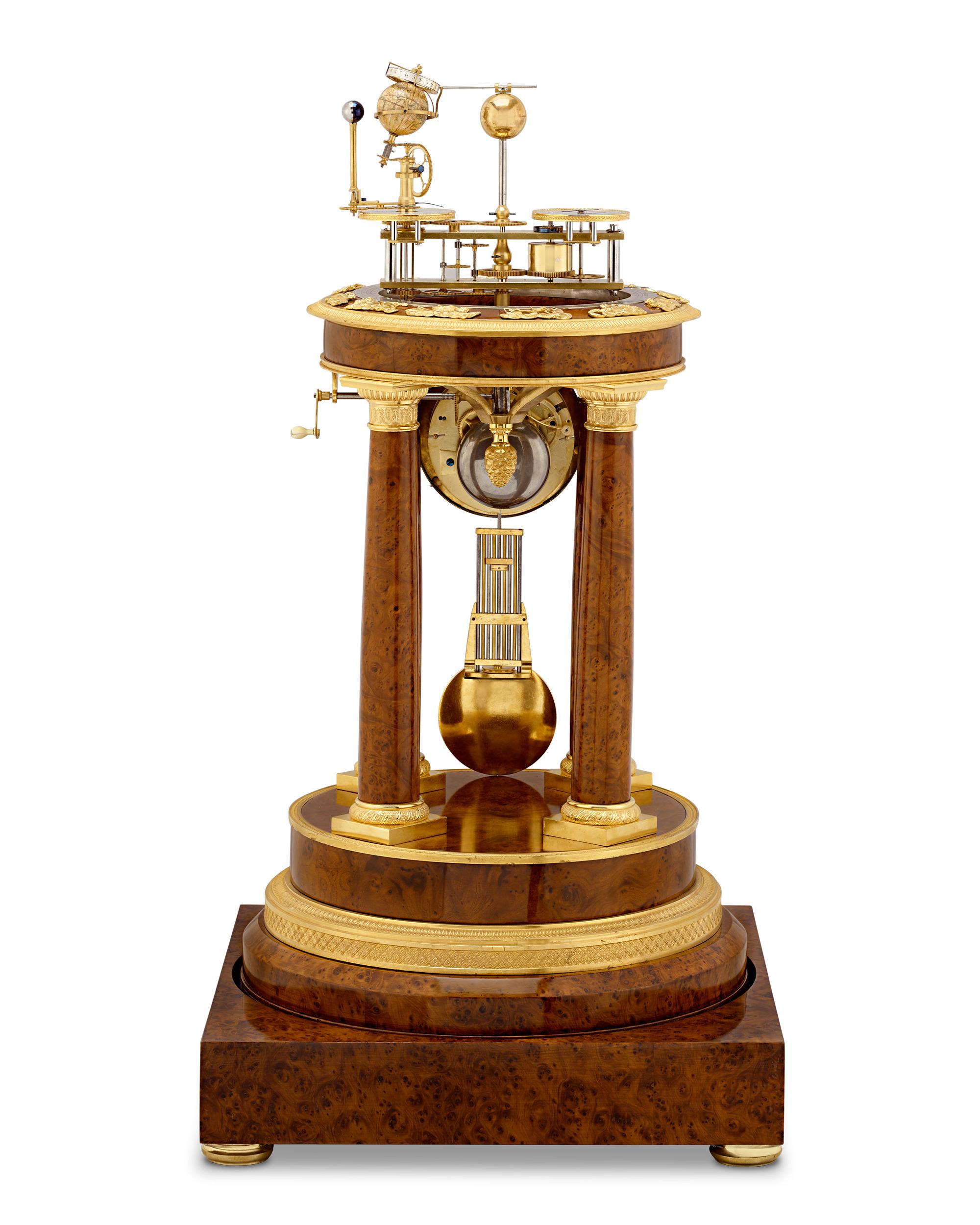 Silver Orrery Clock By Raingo À Paris For Sale
