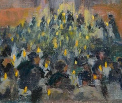 Pittura di paesaggio a lume di candela, olio su tela, CIRCA 1940