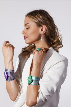 Orsa Maggiore 18 Karat Gold Titanium Chrysoprase Cuff Bracelets