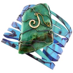 Orsa Maggiore 18 Karat Gold Titanium Chrysoprase Cuff Bracelets