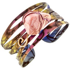 Orsa Maggiore 18 Karat Gold Titanium Rhodochrosite Cuff Bracelet