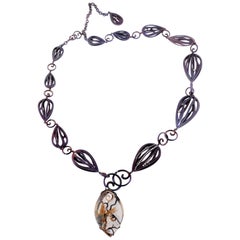 maggiore jewelry Orsa Maggiore Diamonds Rutilated Smoky Quartz Titanium 18 Karat Gold Necklace