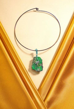 Orsa Maggiore Uvarovite Garnet Diamonds Titanium 18 Karat Rose Gold Pendants