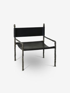 Orsed Chair in Vasted Patinated Bronze with Black Saddle Leather