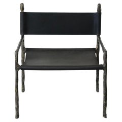 Orsed Chair in Vasted Patinated Bronze with Black Saddle Leather