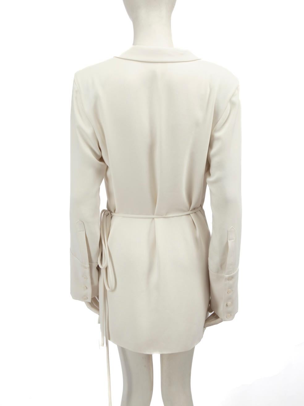 Beige Orseund Iris Ecru Silk Wrap Shirt Dress Size M