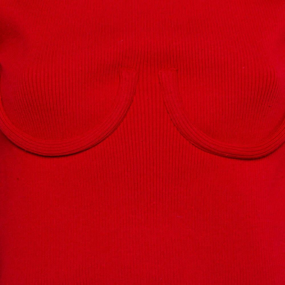 Orseund Iris Red Knit Off Shoulder Crop Top L In Good Condition In Dubai, Al Qouz 2