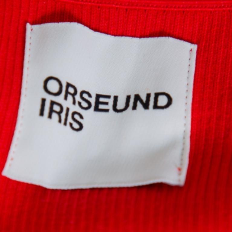 Orseund Iris Red Knit Off Shoulder Crop Top L For Sale 1