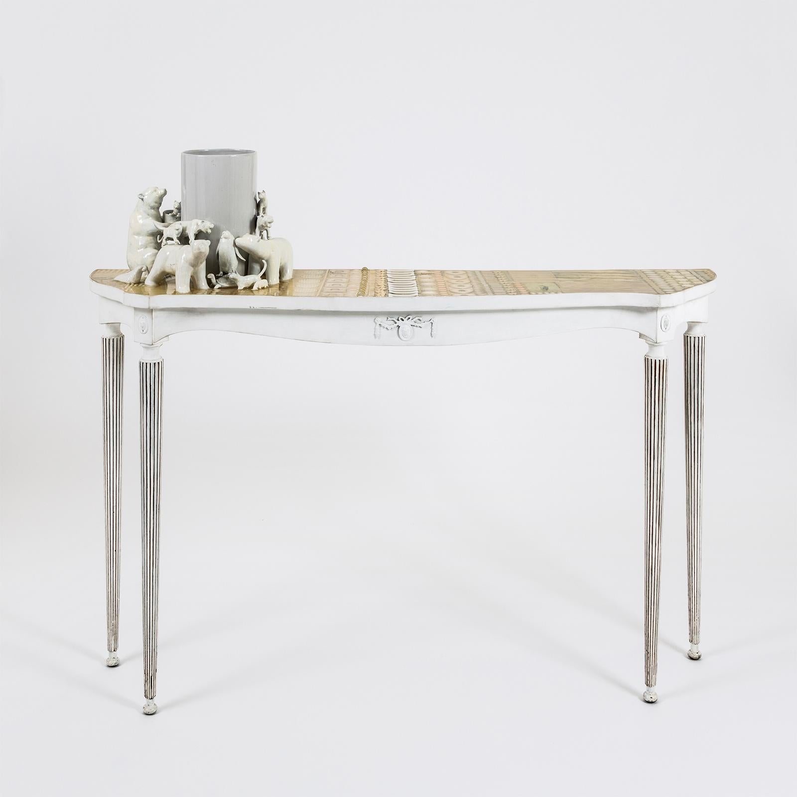 This beautiful console is linked with memories, represented by little objects, images, memorabilia of Emanuela Crotti’s travel around the world, fragments of her life all combined together to creates stunning tableaux vivants which becomes