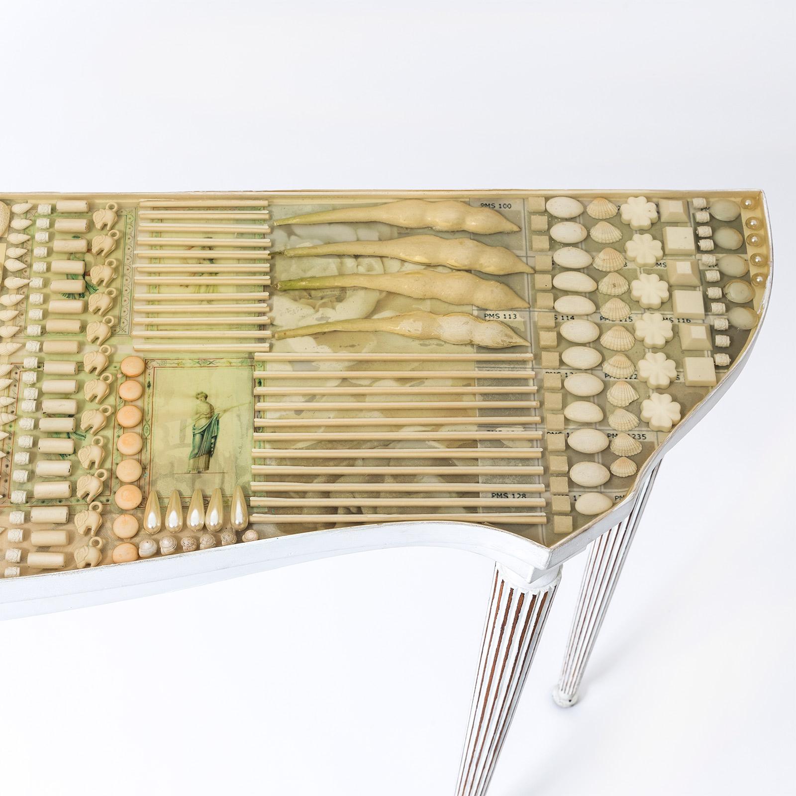 italien Table console Orsi avec plateau en résine 3D d'Emanuela Crotti en vente
