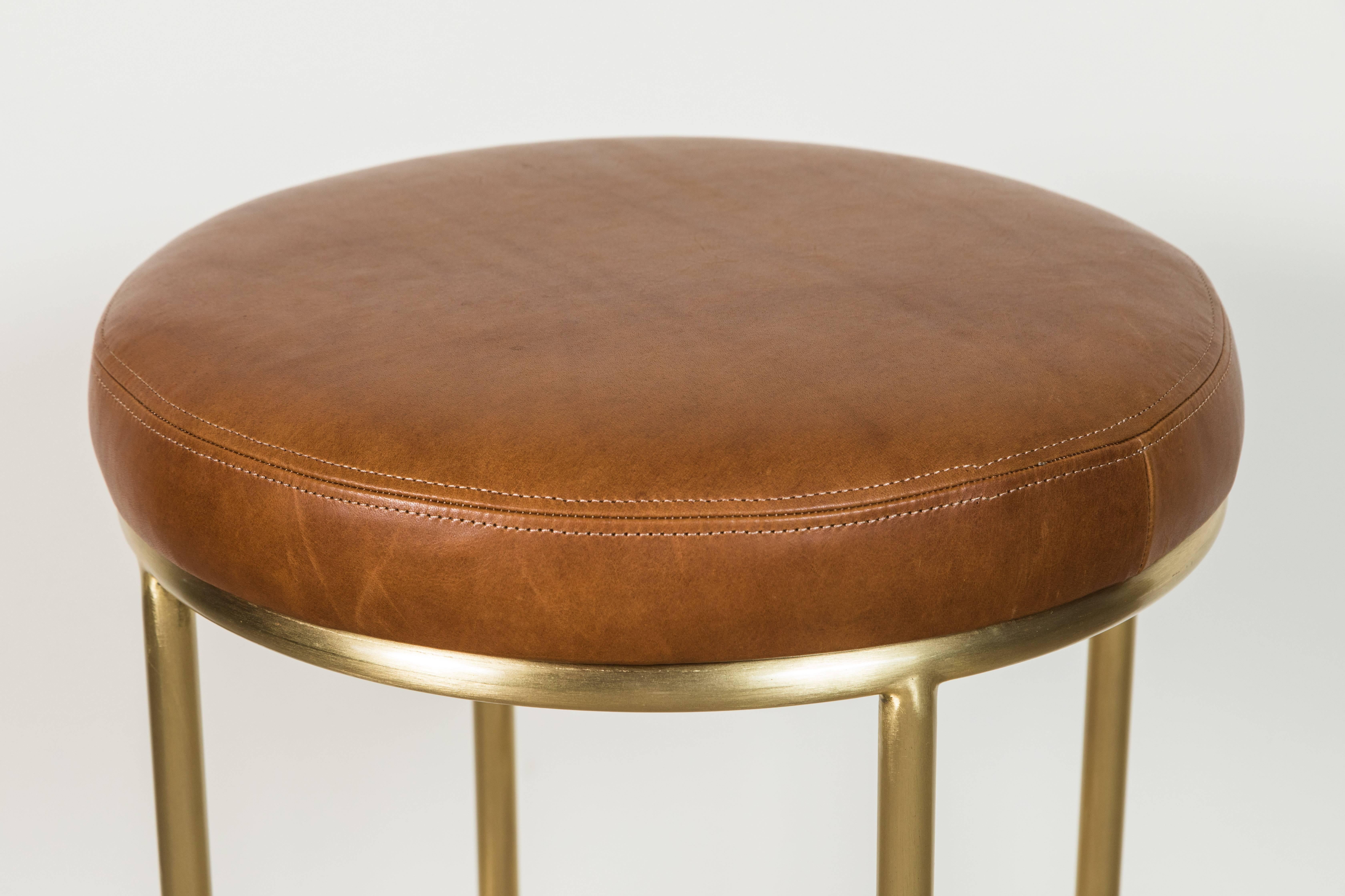 American Orsini Counterstool in Leather and Brass by Lawson-Fenning