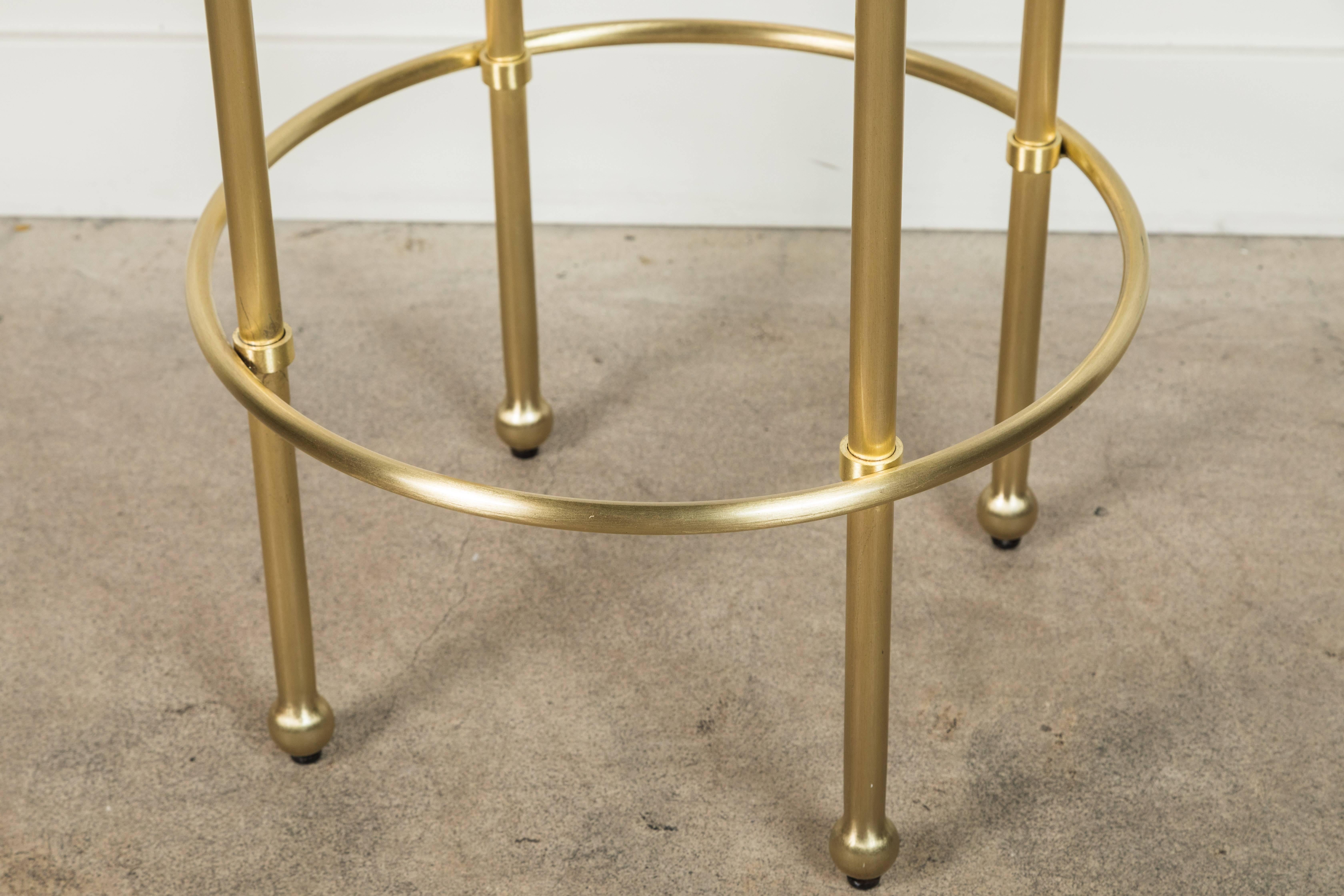 Orsini Counterstool in Leather and Brass by Lawson-Fenning In New Condition In Los Angeles, CA