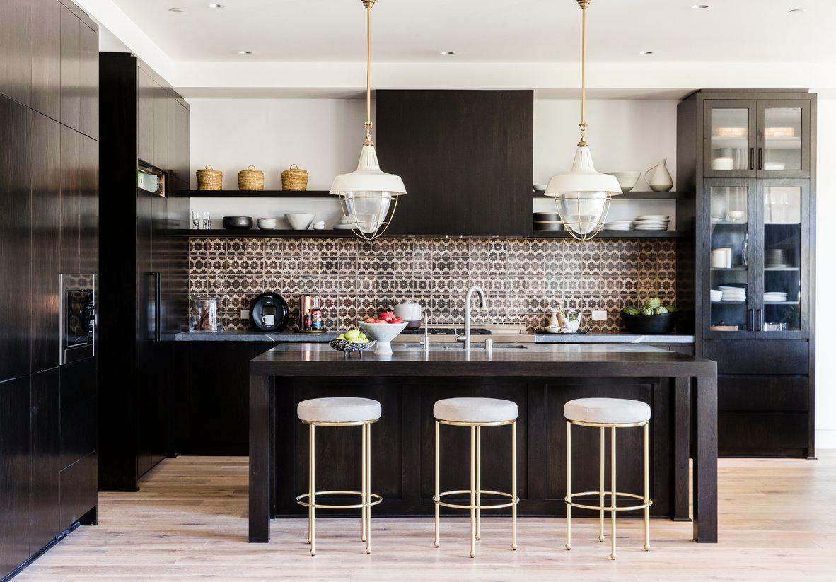 Tabouret de comptoir Orsini en cuir et laiton par Lawson-Fenning 1
