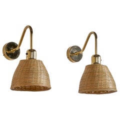 Orsjö Belysning, Wall Lights, Brass, Sweden, 1970s