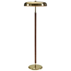 Lampada da terra in ottone e pelle di Örsjö Industri AB, Svezia, 1960 ca.