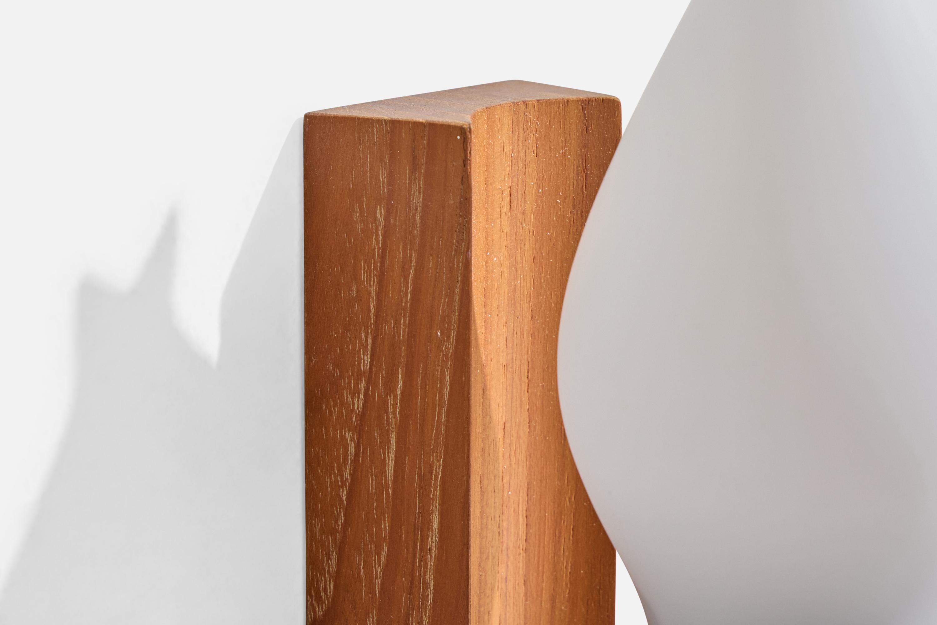 Mid-20th Century Örsjo Industri, Wall Lights, Teak, Brass, Glass, Sweden, 1950s For Sale