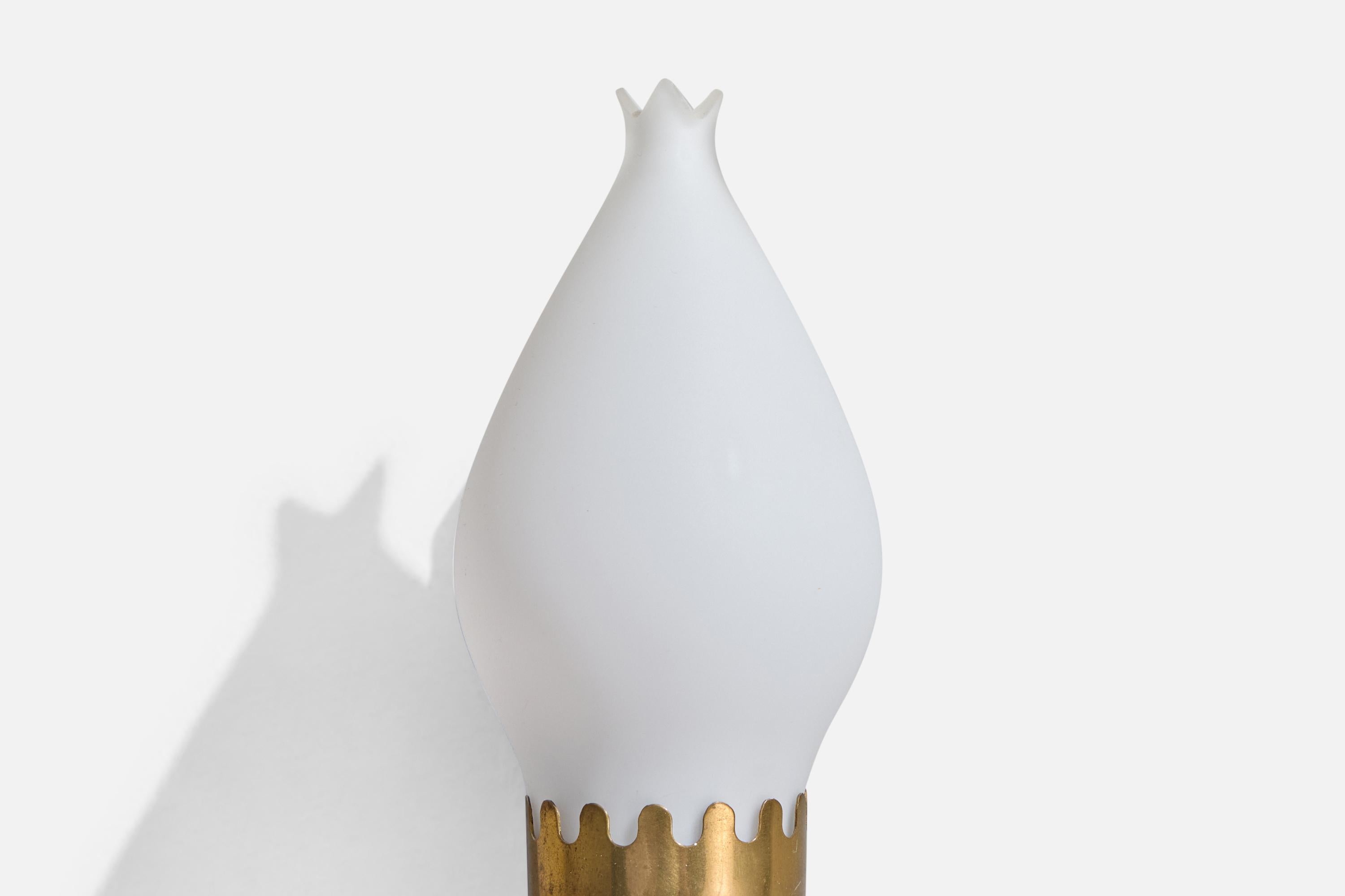 Örsjo Industri, Wall Lights, Teak, Brass, Glass, Sweden, 1950s For Sale 3
