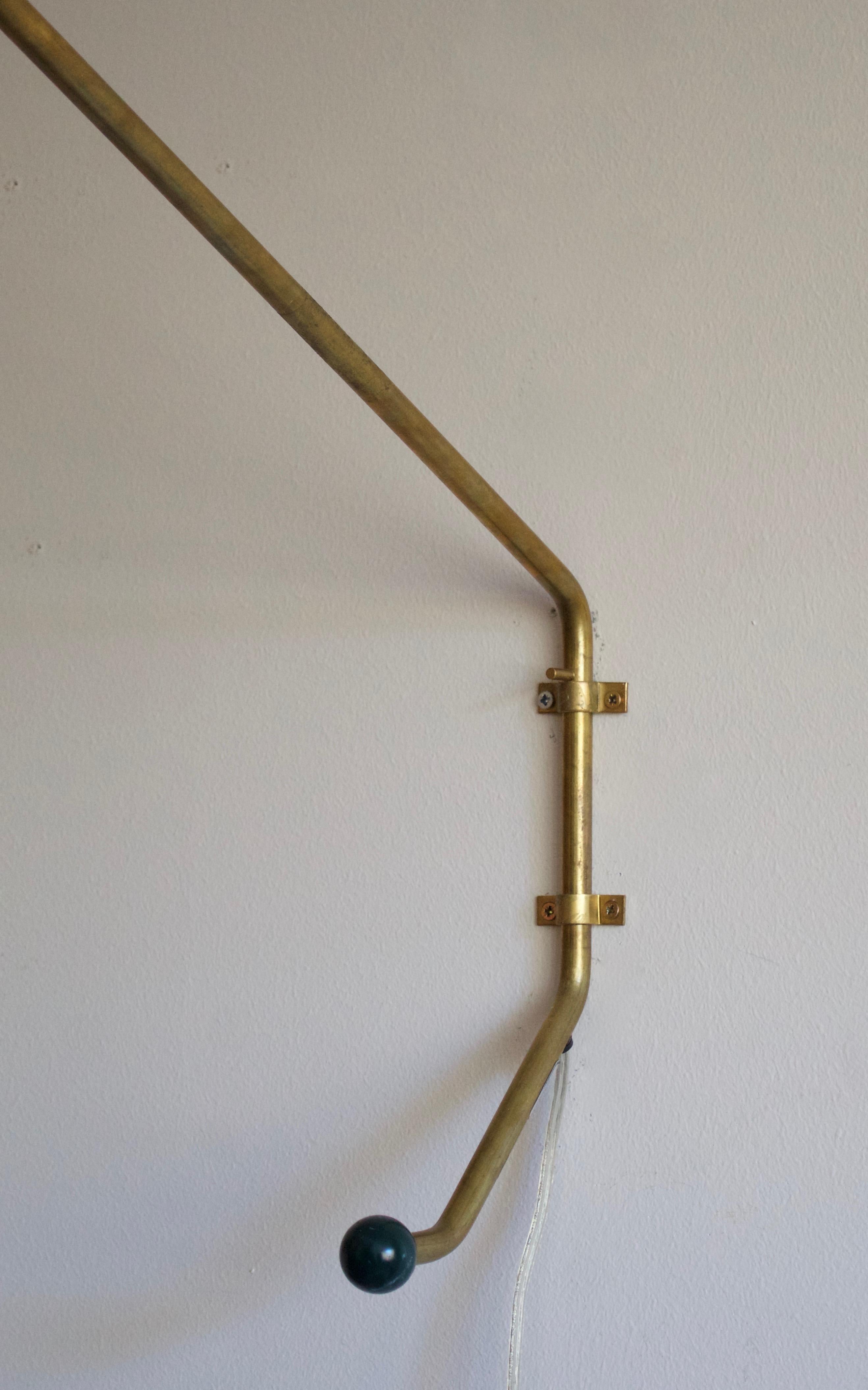 Late 20th Century Orsjö, Unique Sizaeble Wall Light, Brass, Lacquered Metal Rattan, Sweden, 1980s