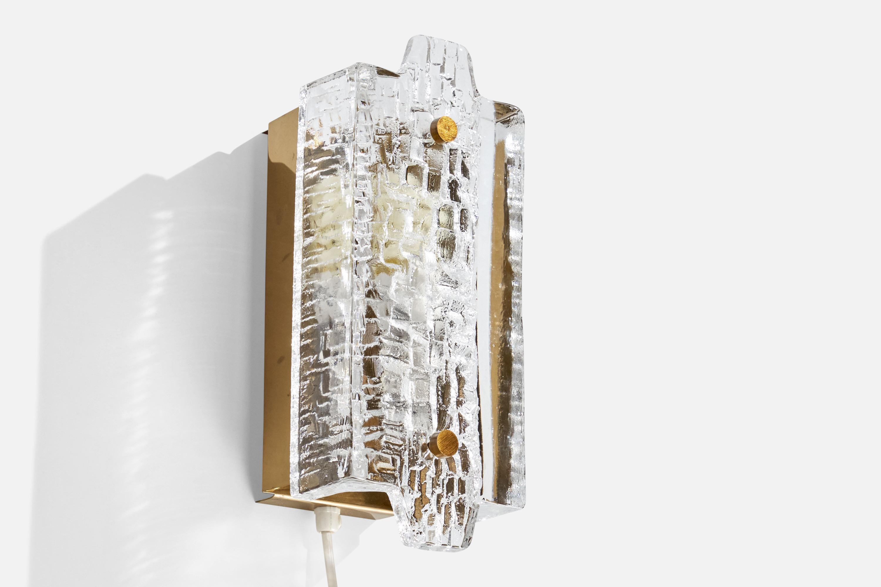 Swedish Örsjö, Wall Light, Brass, Glass, Sweden, 1970s For Sale
