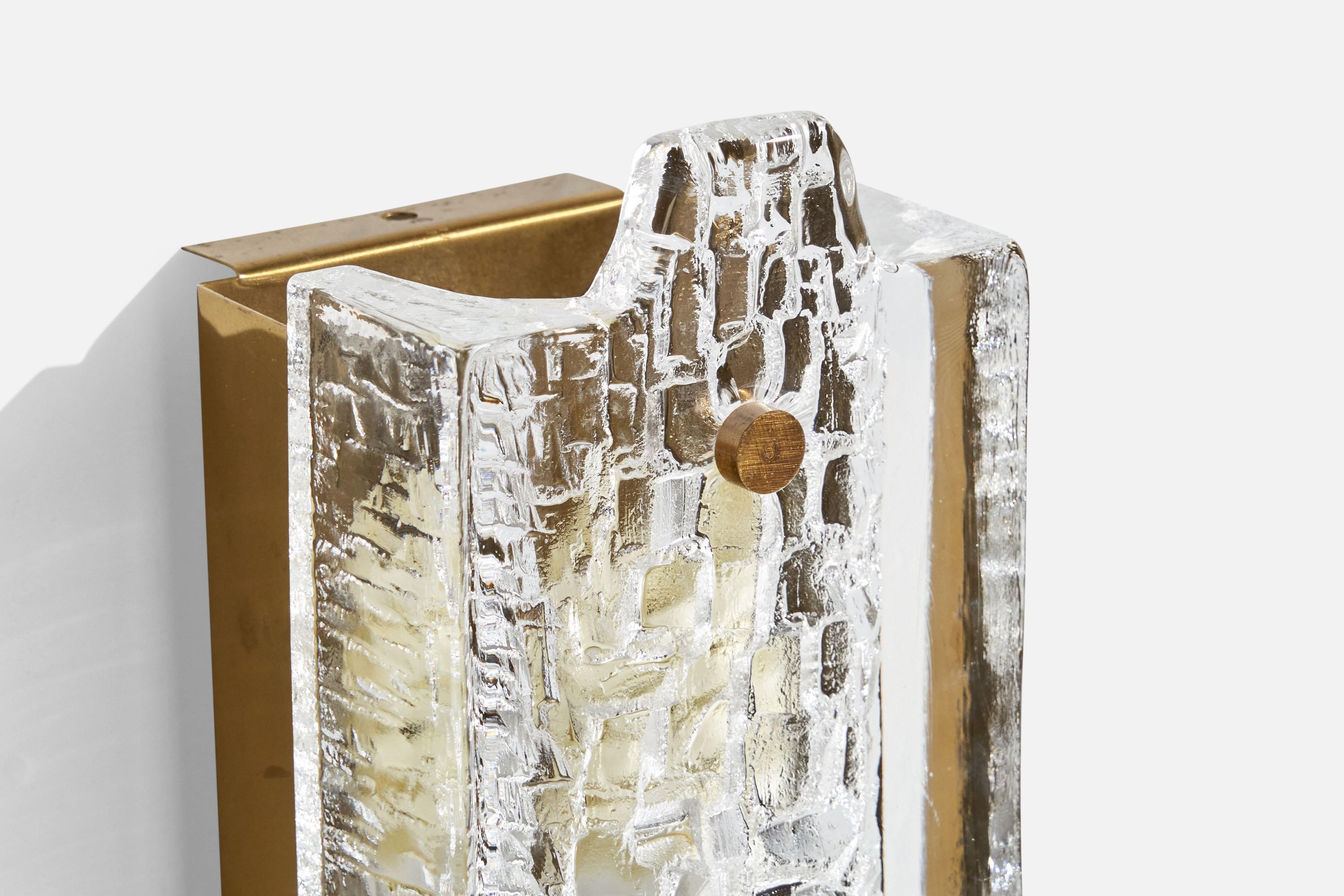 Late 20th Century Örsjö, Wall Light, Brass, Glass, Sweden, 1970s For Sale