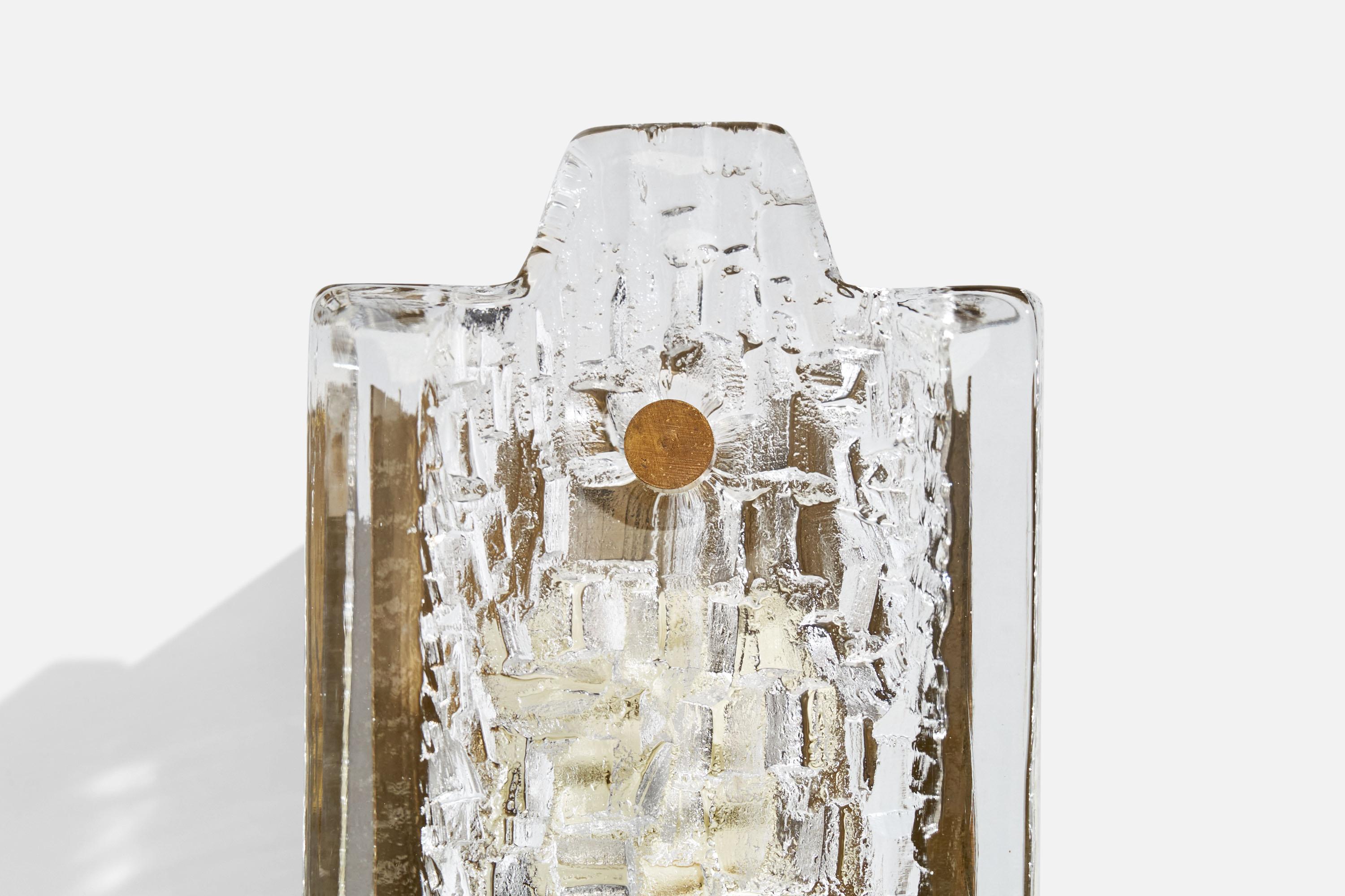 Örsjö, Wall Light, Brass, Glass, Sweden, 1970s For Sale 1