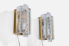 Örsjö, Wall Lights, Brass, Glass, Sweden, 1960s